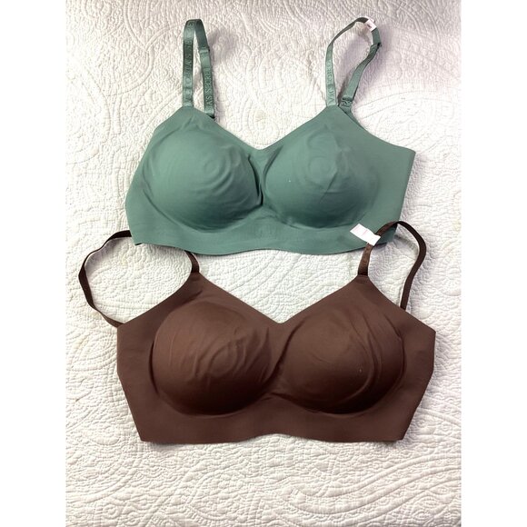 Lot of 2 Victorias Secret Lightly Lined Wireless Bras In Green & Brown*38B*NWOT - Picture 1 of 8